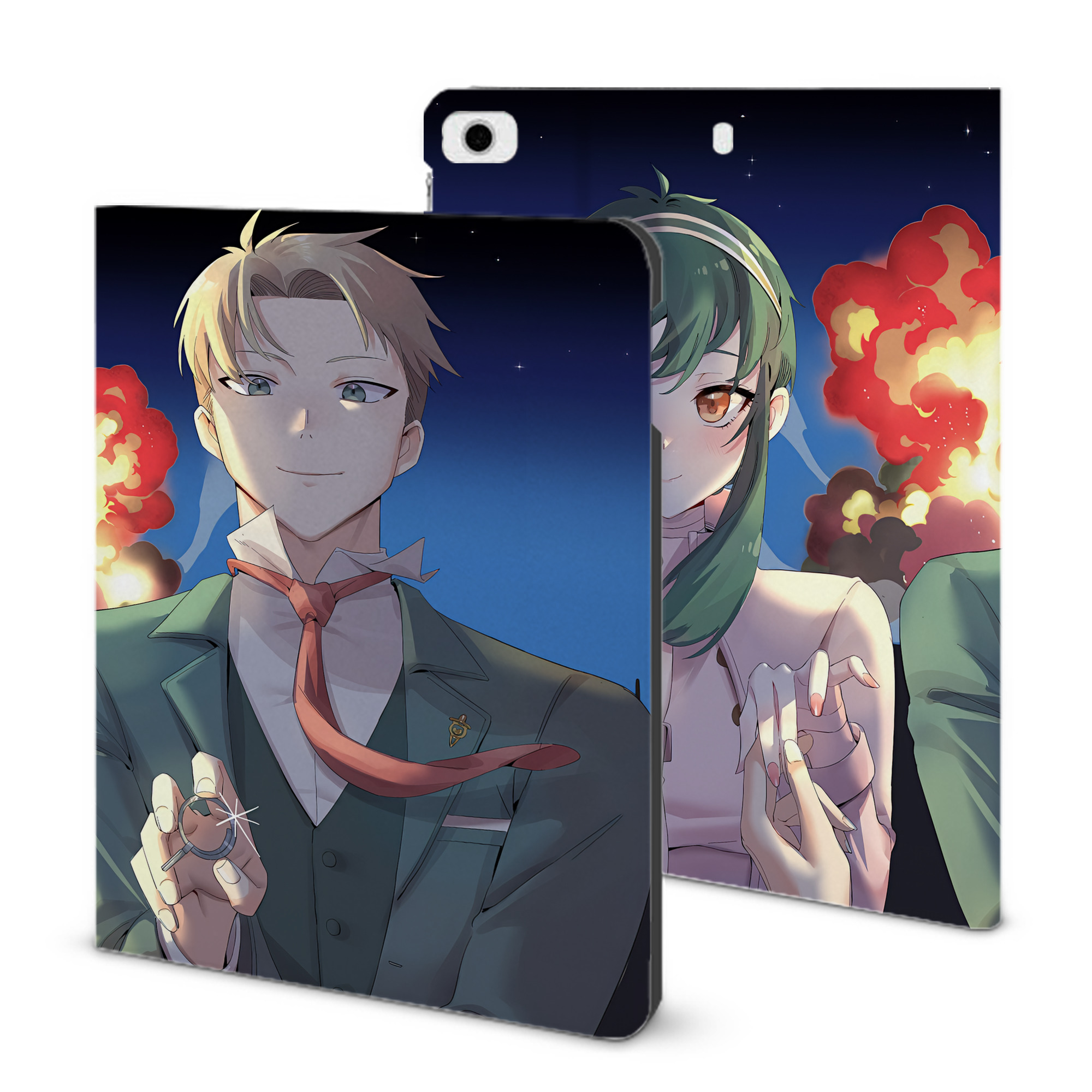 （画像用） SPY×FAMILY间谍家家酒 IPad ケース ブック型 PUレザー TPU 耐衝撃 軽量 薄型 ペン収納なし 全面保護 IPad 各モデル対応